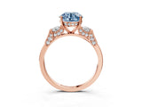 Rose gold Fancy Blue Round Cut Brilliant Three-Stone Pave Band with Four-Prong Setting_3