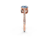 Rose gold Fancy Blue Round  Cut Cathedral Pave Diamond Engagement Ring with Six-Prong Setting_33