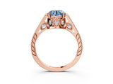 Rose gold Fancy Blue Round  Cut Cathedral Pave Diamond Engagement Ring with Six-Prong Setting_34