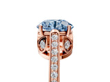 Rose gold Fancy Blue Round  Cut Cathedral Pave Diamond Engagement Ring with Six-Prong Setting_36