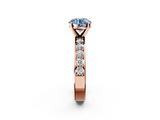 Rose gold Fancy Blue Round  Cut Channel Set Diamond Engagement Ring with Four-Prong Setting_223