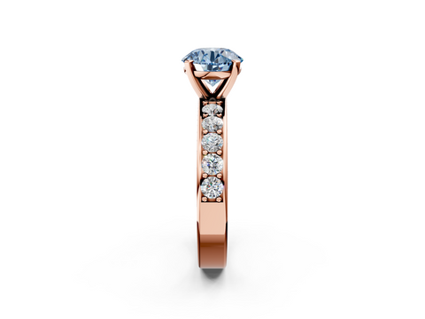 Rose gold Fancy Blue Round  Cut Channel Set Diamond Engagement Ring with Four-Prong Setting_223