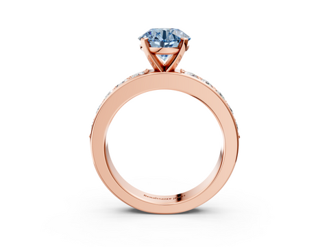 Rose gold Fancy Blue Round  Cut Channel Set Diamond Engagement Ring with Four-Prong Setting_224