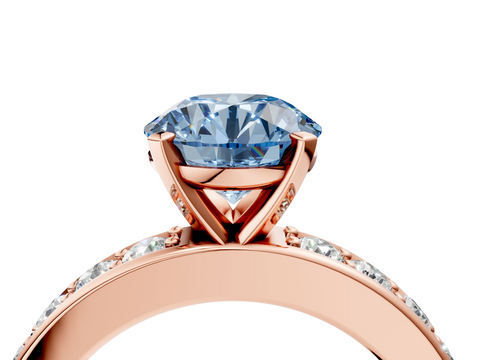 Rose gold Fancy Blue Round  Cut Channel Set Diamond Engagement Ring with Four-Prong Setting_225
