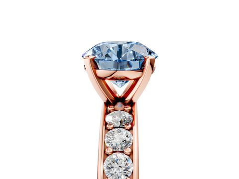Rose gold Fancy Blue Round  Cut Channel Set Diamond Engagement Ring with Four-Prong Setting_226