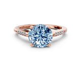 Rose gold Fancy Blue Round  Cut Channel Set Solitaire Engagement Ring with Four-Prong Setting_225