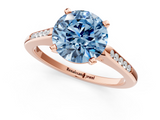Rose gold Fancy Blue Round  Cut Channel Set Solitaire Engagement Ring with Four-Prong Setting_226
