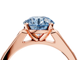 Rose gold Fancy Blue Round  Cut Channel Set Solitaire Engagement Ring with Four-Prong Setting_229