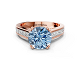 Rose gold Fancy Blue Round  Cut Channel Set Solitaire Engagement Ring with Prong Setting_20