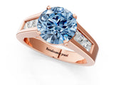 Rose gold Fancy Blue Round Cut Cut Channel Set Solitaire Ring with Four-Prong Setting_1