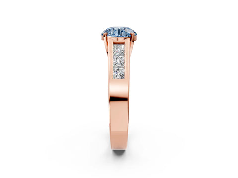 Rose gold Fancy Blue Round Cut Cut Channel Set Solitaire Ring with Four-Prong Setting_2