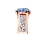 Rose gold Fancy Blue Round Cut Cut Channel Set Solitaire Ring with Four-Prong Setting_5