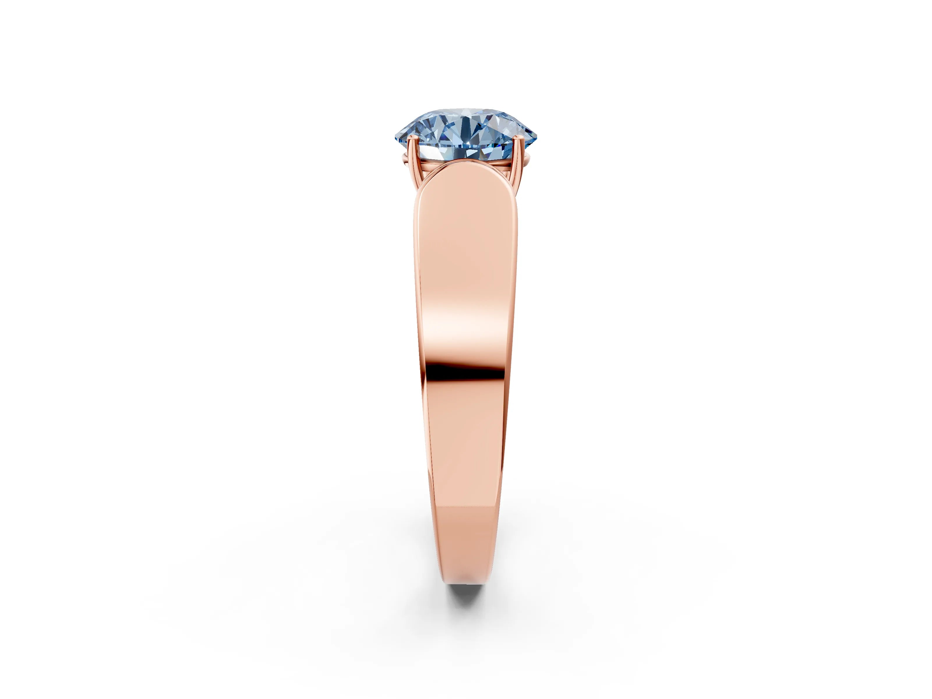 Rose gold Fancy Blue Round Cut Cut Diamond Channel Set Solitaire Ring with Four-Prong Setting_2
