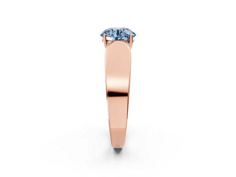 Rose gold Fancy Blue Round Cut Cut Diamond Channel Set Solitaire Ring with Four-Prong Setting_2