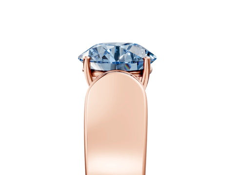 Rose gold Fancy Blue Round Cut Cut Diamond Channel Set Solitaire Ring with Four-Prong Setting_5
