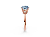 Rose gold Fancy Blue Round Cut Cut Diamond Cluster Ring with Solitaire Band and Four-Prong Setting_2