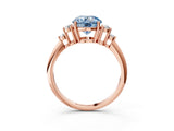 Rose gold Fancy Blue Round Cut Cut Diamond Cluster Ring with Solitaire Band and Four-Prong Setting_3