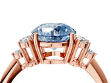 Rose gold Fancy Blue Round Cut Cut Diamond Cluster Ring with Solitaire Band and Four-Prong Setting_4