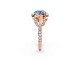 Rose gold Fancy Blue Round Cut Cut Diamond Halo Engagement Ring with Open Split Pavé Band_2
