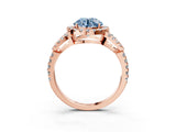 Rose gold Fancy Blue Round Cut Cut Diamond Halo Engagement Ring with Open Split Pavé Band_3