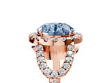 Rose gold Fancy Blue Round Cut Cut Diamond Halo Engagement Ring with Open Split Pavé Band_5
