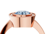 Rose gold Fancy Blue Round Cut-Cut Diamond Halo Engagement Ring with Pave Band and Prong Setting_4