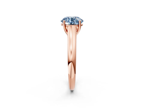 Rose gold Fancy Blue Round Cut Cut Diamond Solitaire Engagement Ring with Tapered Plain Band and Four-Prong Setting_2