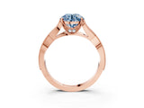 Rose gold Fancy Blue Round Cut Cut Diamond Twisted Band with Milgrain Pave Setting and Four-Prong Setting_3
