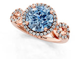 Rose gold Fancy Blue Round Cut Cut Halo Diamond Infinity Band with Four-Prong Setting_1
