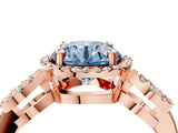 Rose gold Fancy Blue Round Cut Cut Halo Diamond Infinity Band with Four-Prong Setting_4