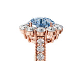 Rose gold Fancy Blue Round Cut Cut Halo Diamond Pavé Engagement Ring with Milgrain Detailing_5