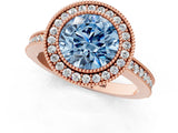 Rose gold Fancy Blue Round Cut Cut Halo Pavé Diamond Ring_1