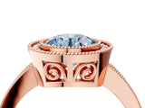 Rose gold Fancy Blue Round Cut Cut Halo Pavé Diamond Ring_4