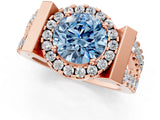 Rose gold Fancy Blue Round Cut Cut Halo Split Shank Prong Set Ring_1