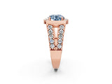 Rose gold Fancy Blue Round Cut Cut Halo Split Shank Prong Set Ring_2