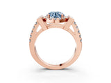 Rose gold Fancy Blue Round Cut Cut Halo Split Shank Prong Set Ring_3