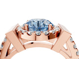 Rose gold Fancy Blue Round Cut Cut Halo Split Shank Prong Set Ring_4