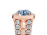 Rose gold Fancy Blue Round Cut Cut Halo Split Shank Prong Set Ring_5