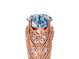 Rose gold Fancy Blue Round Cut Cut Milgrain Pave Diamond Engagement Ring with Four-Prong Setting_8