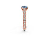 Rose gold Fancy Blue Round Cut Cut Pave Band Milgrain Solitaire Ring_2