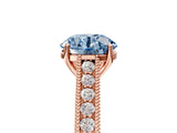 Rose gold Fancy Blue Round Cut Cut Pave Band Milgrain Solitaire Ring_5
