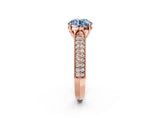 Rose gold Fancy Blue Round Cut Cut Pave Split Shank Engagement Ring with Four-Prong Setting_2