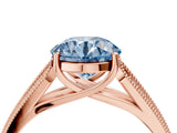 Rose gold Fancy Blue Round Cut Cut Pave Split Shank Engagement Ring with Four-Prong Setting_4