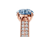 Rose gold Fancy Blue Round Cut Cut Pave Split Shank Engagement Ring with Four-Prong Setting_5