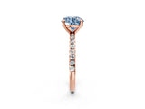 Rose gold Fancy Blue Round Cut Diamond Brilliant Solitaire Ring with Pavé Band and Four-Prong Setting_14
