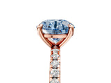 Rose gold Fancy Blue Round Cut Diamond Brilliant Solitaire Ring with Pavé Band and Four-Prong Setting_17