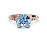 Rose gold Fancy Blue Round Cut Diamond Brilliant Solitaire Ring with Pavé Band and Four-Prong Setting_18