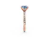 Rose gold Fancy Blue Round Cut Diamond Brilliant Solitaire Ring with Pavé Band and Four-Prong Setting_20