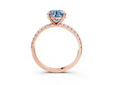 Rose gold Fancy Blue Round Cut Diamond Brilliant Solitaire Ring with Pavé Band and Four-Prong Setting_21