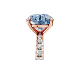 Rose gold Fancy Blue Round Cut Diamond Brilliant Solitaire Ring with Pavé Band and Four-Prong Setting_23